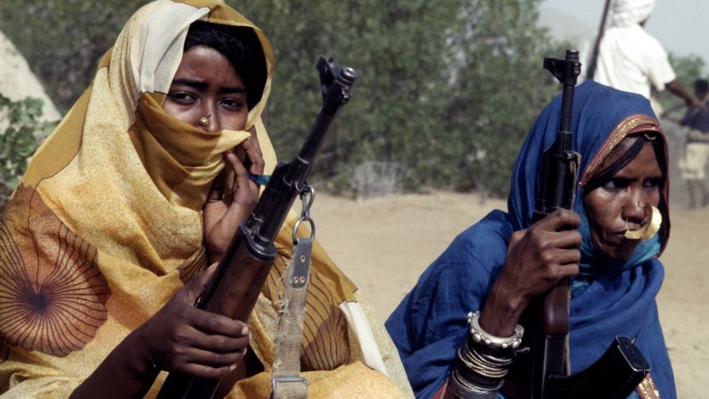 Fighters with the Eritrean People's Liberation Front sit with their rifles in 1978.