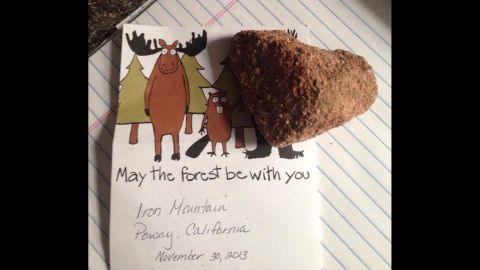 A heart-shaped rock from Iron Mountain, California, signifies loves. 