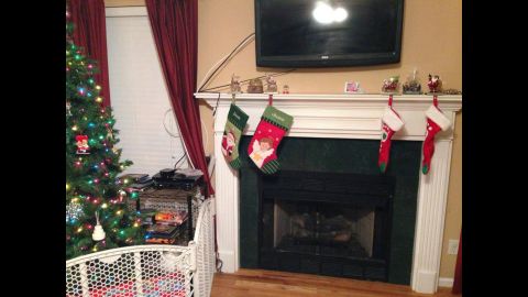 Stockings are hung in Tennessee with CJ's ashes nearby.