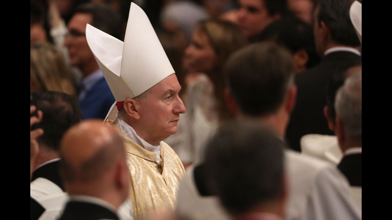 Vatican Secretary of State Pietro Parolin attends the Mass.