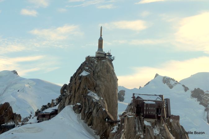 Visitors to the site must take two separate cable cars to reach the summit. From there they can gain a magnificent view of Mont Blanc -- Europe's tallest mountain.