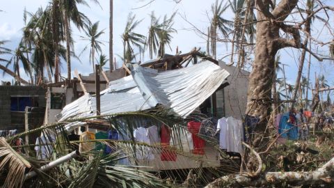 Laundry hangs to dry in Palo, Leyte.  One sign of normalcy among the ruins left behind by Typhoon Haiyan.