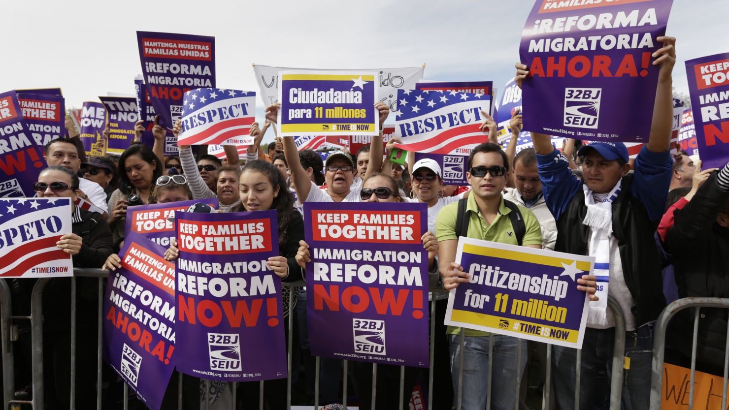 People rally in Washington in October in support of immigration reform. Tamar Jacoby says 2014 could be the year.
