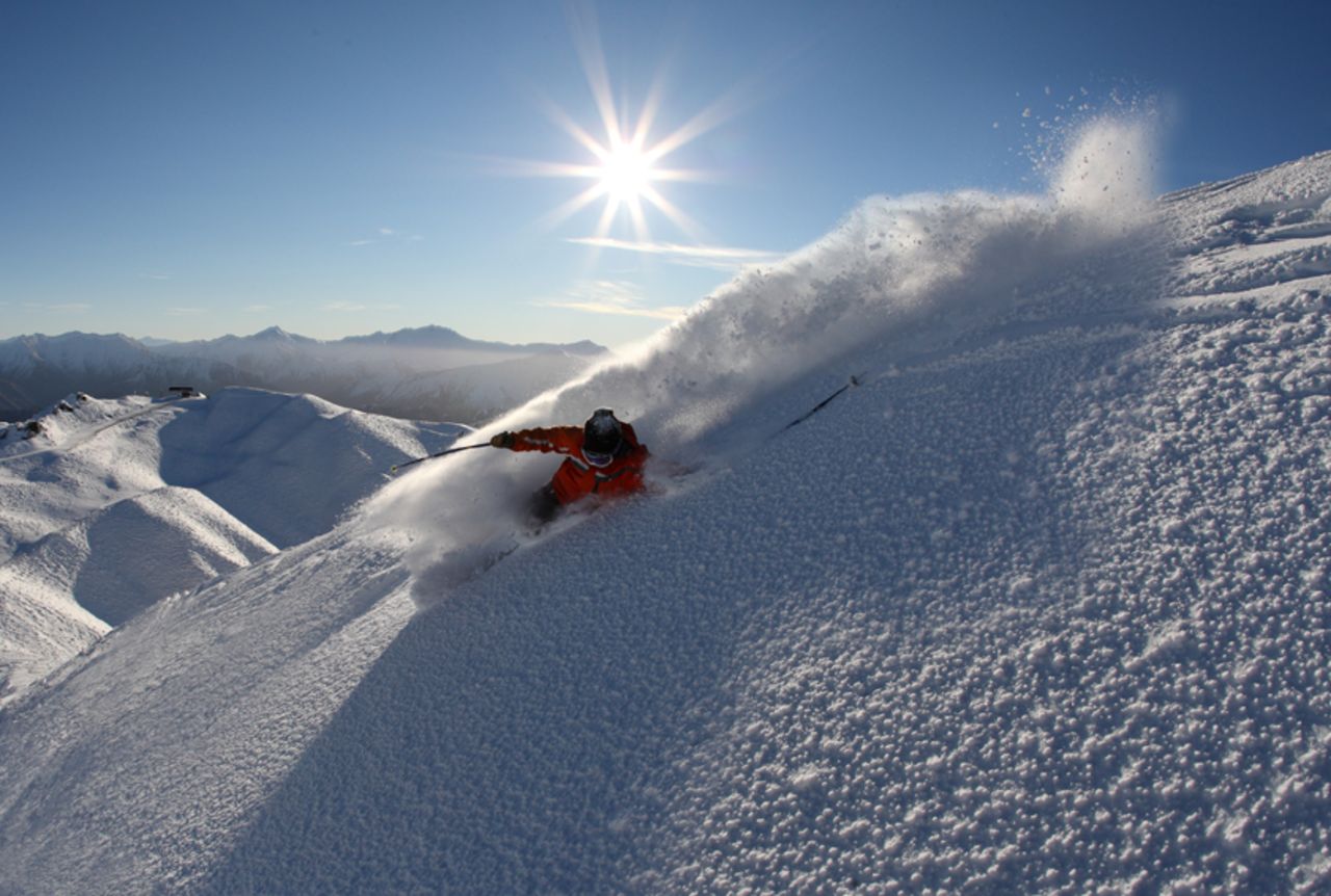 Coronet Peak's Exchange Drop, famed for its roller coaster terrain, is used as a training ground by New Zealand's national ski team.