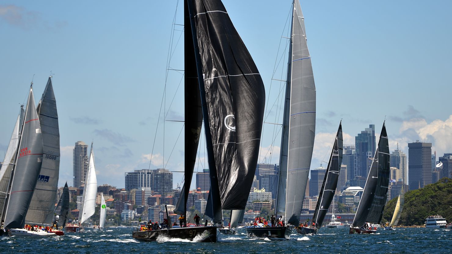 The 94-strong fleet leaves Sydney Harbor on Boxing Day on its way to Hobart in Tasmania.  