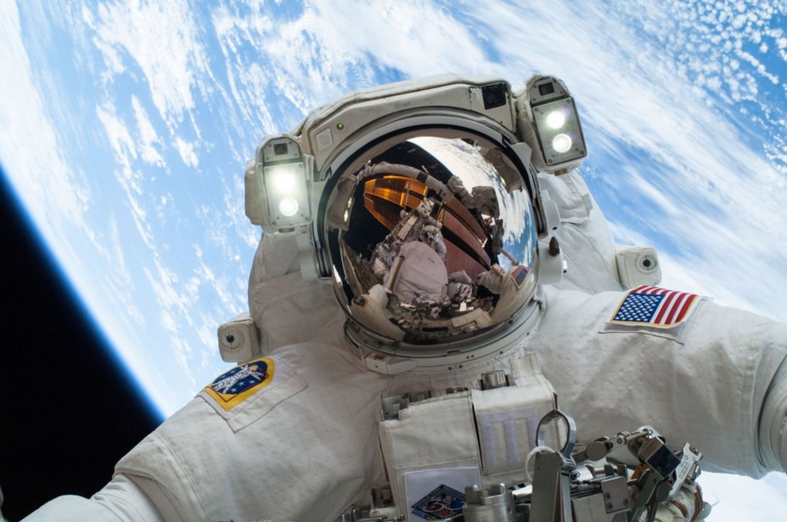Mike Hopkins during a 2013 spacewalk.