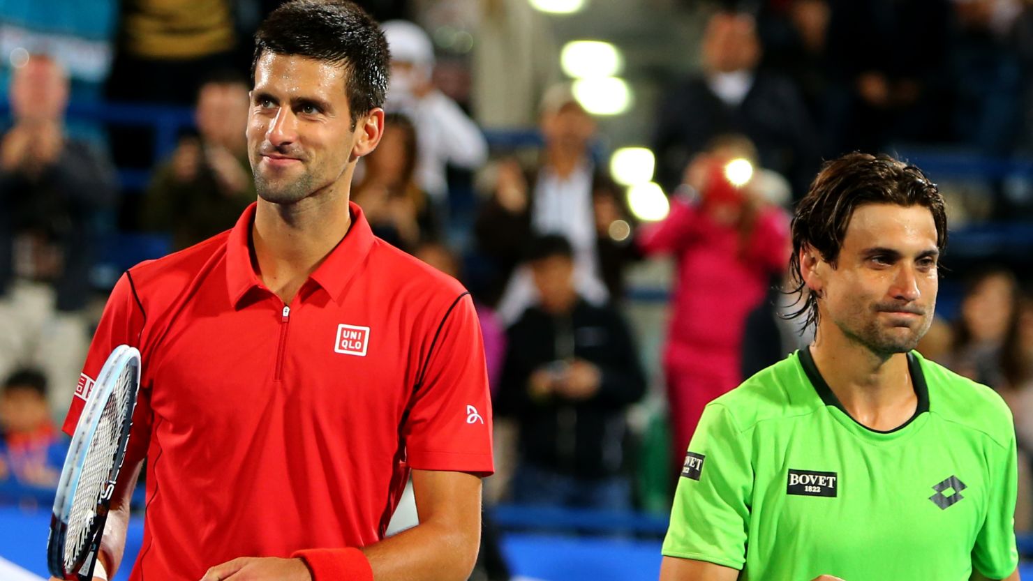 Novak Djokovic, left, beat David Ferrer to win a lucrative exhibition tournament in Abu Dhabi on Saturday. 