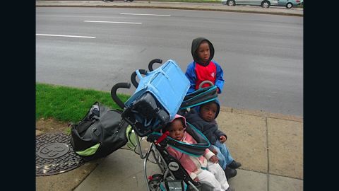 Tianna Gaines-Turner's three children are shown during their time of homelessness.