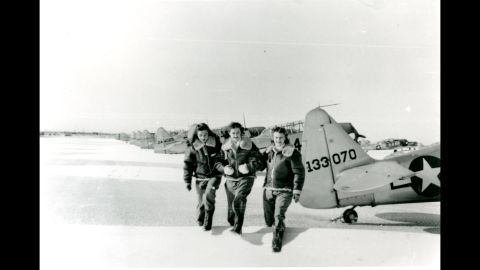 WASPs, from left, Ann Lore, Clara Jo Marsh and Jo Martin at Avenger Field, Sweetwater, Texas.