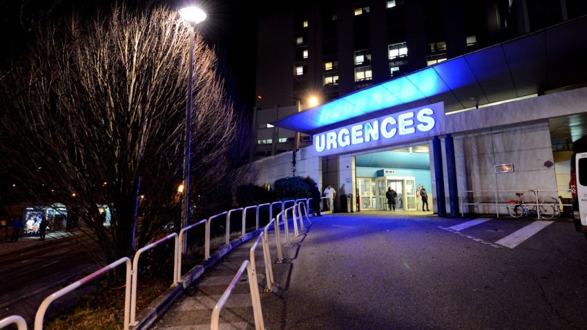 A picture taken on December 30, 2013, shows the entrance of the emergency department at the Centre Hospitalier Universitaire (CHU) hospital in Grenoble, French Alps, where German retired Formula One champion Michael Schumacher is receiving treatment after a skiing accident. Schumacher remained in a critical condition a day after he suffered a severe head injury in an off-piste skiing accident in the French Alps.