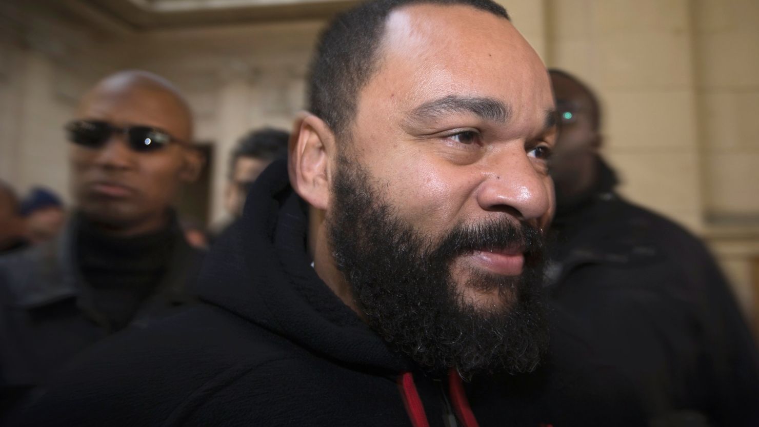 French controversial humorist Dieudonne Mbala Mbala in Paris on December 13, 2013.
