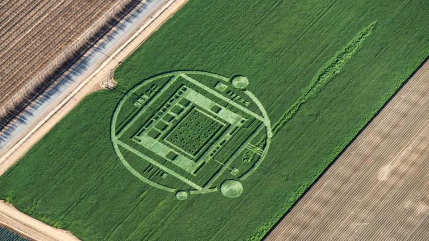 A crop circle appeared on a 2,000-acre farm outside the tiny town of Chualar, 10 miles southeast of Salinas, California.