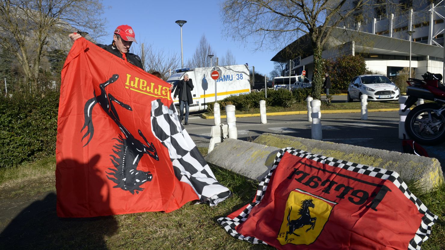 Fans have been showing their support for Michael Schumacher outside the Grenoble hospital where he is being treated.