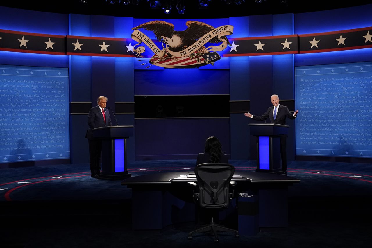 President Donald Trump and Democratic presidential candidate Joe Biden participate in the final presidential debate at Belmont University on Thursday in Nashville. 