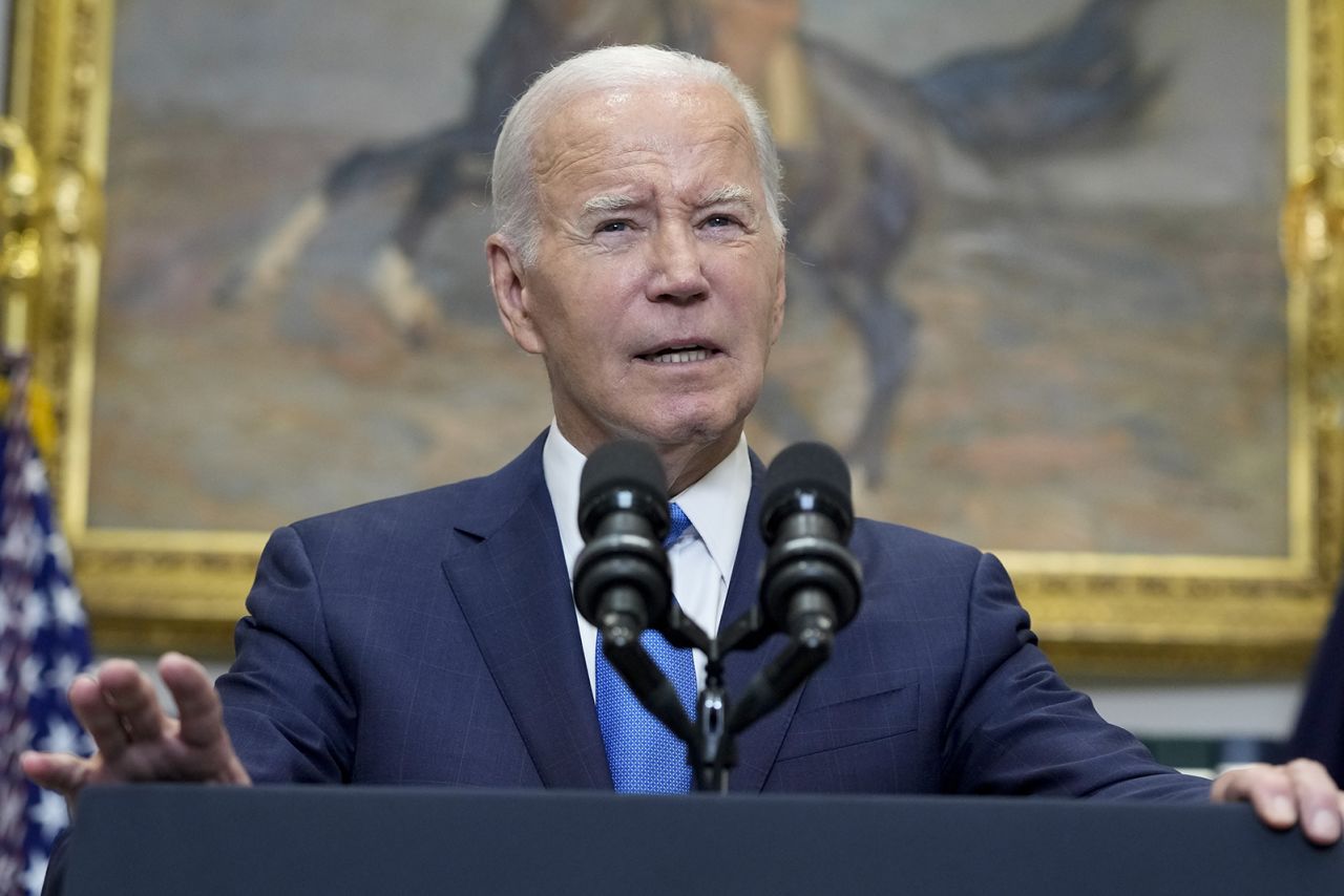 President Joe Biden spoke about the auto workers strike from the Roosevelt Room of the White House on September 15.