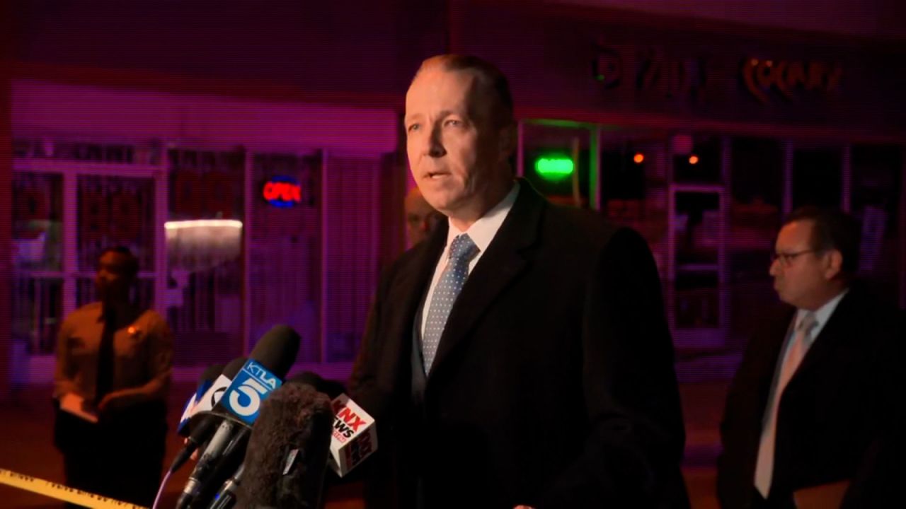 Capt. Andrew Meyer of the Los Angeles County Sheriff's Department speaks at a press conference Sunday morning. 