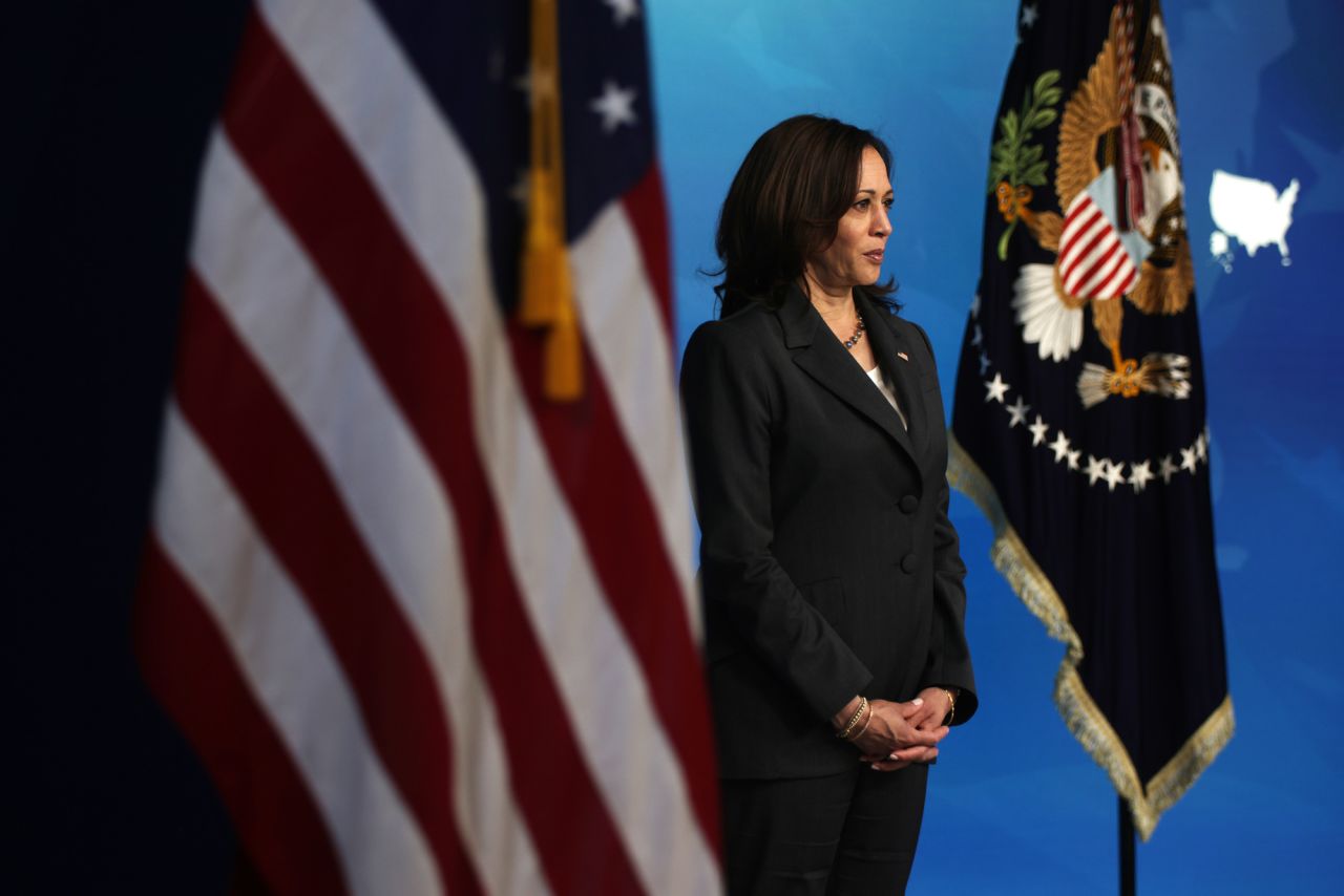 Vice President Kamala Harris listens during an event in the South Court Auditorium of the White House June 2 in Washington, DC. 