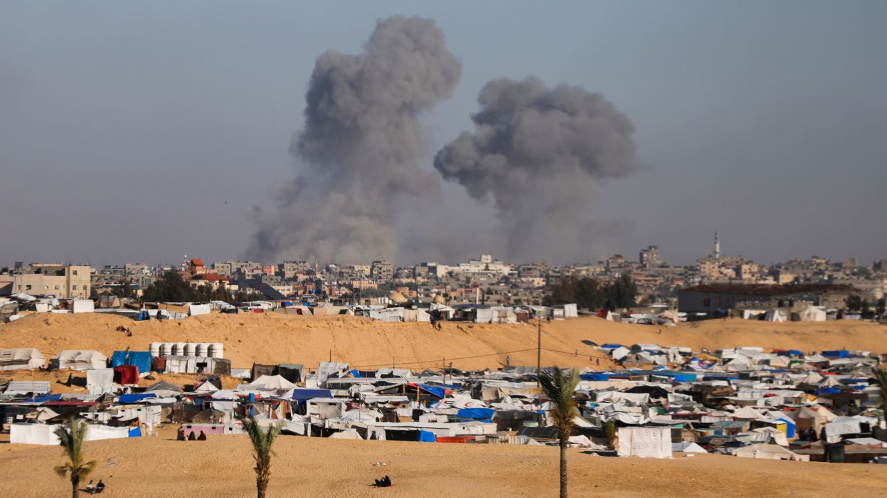 Smoke rises following an Israeli airstrike east of Rafah, on May 6.