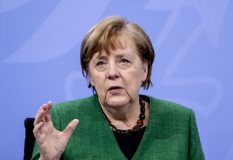 German Chancellor Angela Merkel speaks at a news conference in Berlin, on March 22.