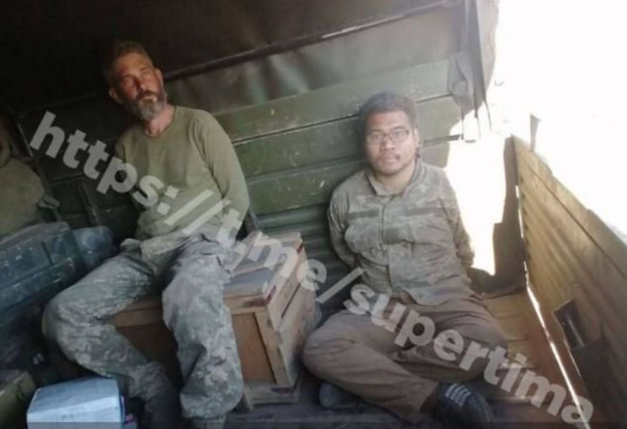 Missing Americans Alexander John-Robert?Drueke (left) and Andy Tai Ngoc?Huynh appeared in this undated photo posted on Telegram on Thursday by a Russian blogger.