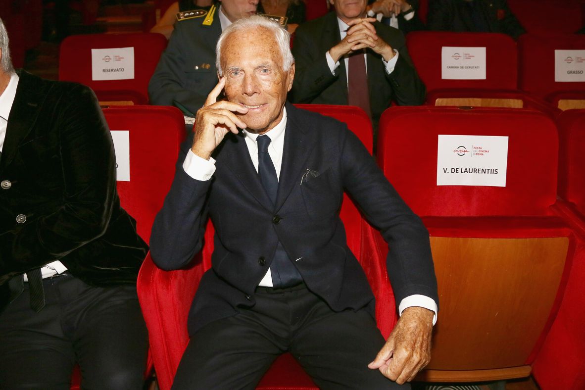 Giorgio Armani in 2018 at the "La Grande Guerra" (1959) screening during the 13th Rome Film Festival.