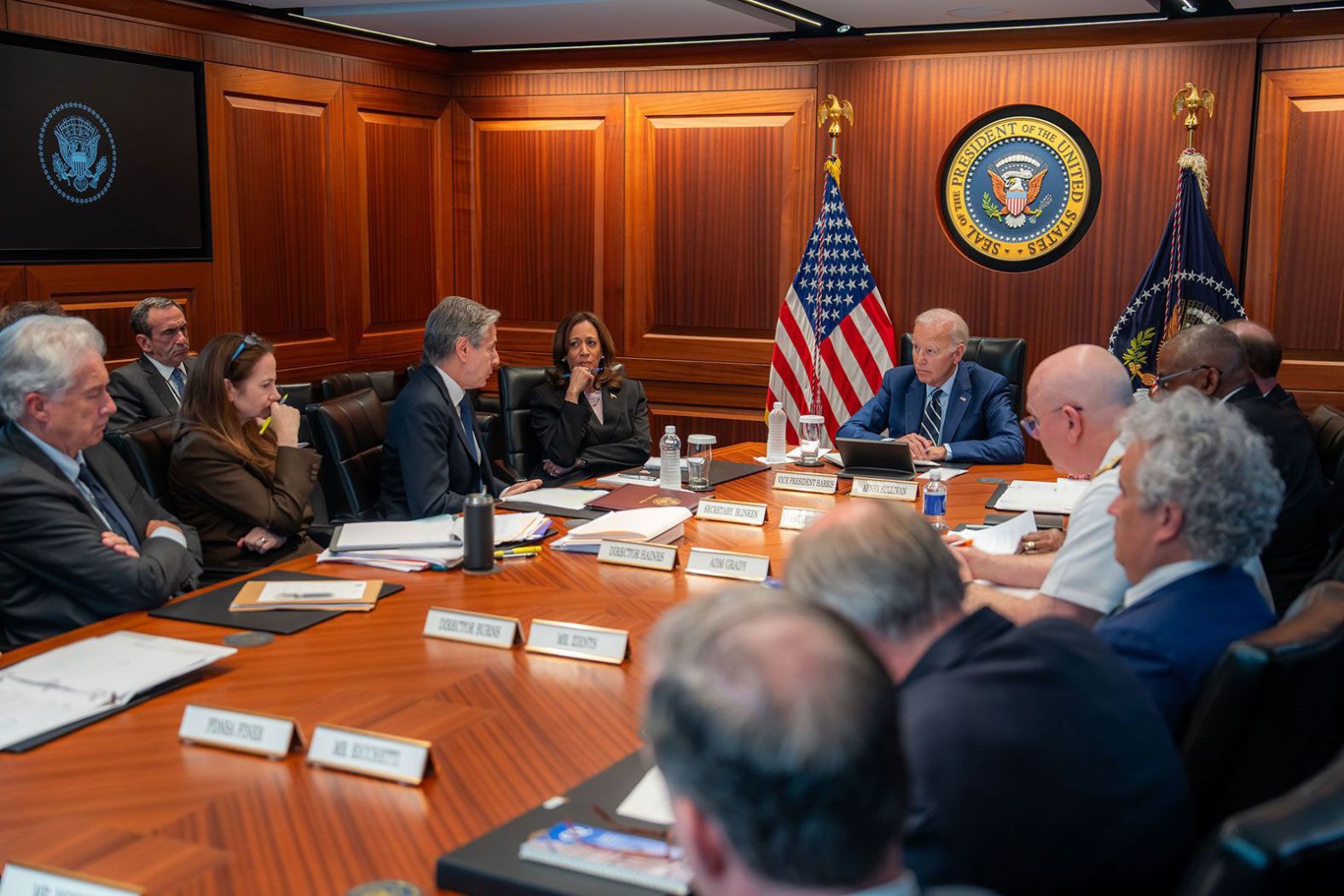 US President Joe Biden and Vice President Kamala Harris are briefed in the White House’s Situation Room about <a href="index.php?page=&url=https%3A%2F%2Fwww.cnn.com%2F2024%2F08%2F05%2Fpolitics%2Fbiden-middle-east-israel-gaza-hezbollah-iran%2Findex.html">developments in the Middle East</a> on Monday, August 5. “We received updates on threats posed by Iran and its proxies, diplomatic efforts to de-escalate regional tensions, and preparations to support Israel should it be attacked again,” <a href="index.php?page=&url=https%3A%2F%2Fx.com%2FPOTUS%2Fstatus%2F1820588608715178352" target="_blank">Biden said in a post on X</a>, formerly known as Twitter.