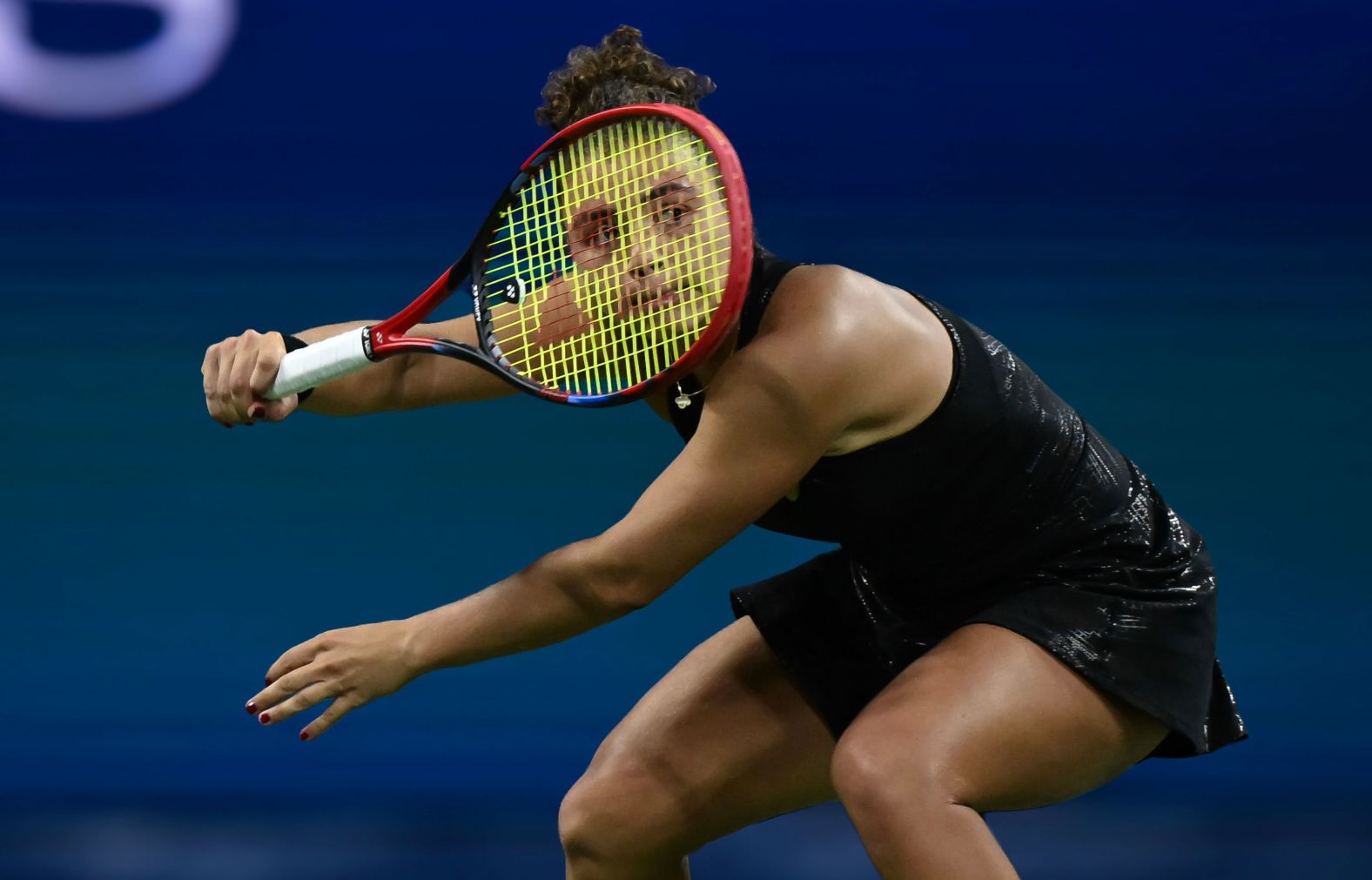 Jasmine Paolini hits a forehand during her first-round US Open match on Sunday, August 24.