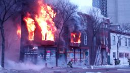 Authorities are on the scene of a large fire at an apartment complex in Minneapolis Wednesday morning.