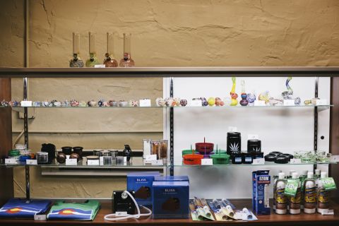 Marijuana paraphernalia sits on display at the LoDo Wellness Center. Communities and counties in Colorado can still choose not to allow marijuana stores in their local jurisdictions.
