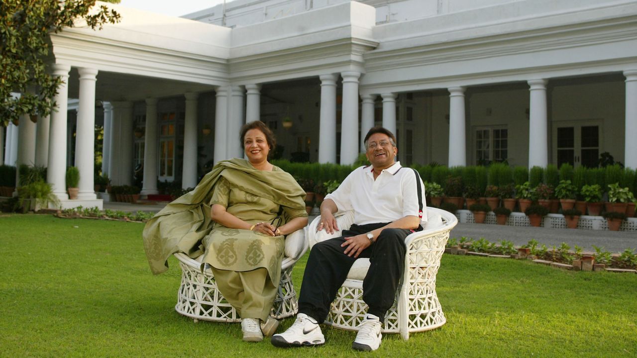 Musharraf sits with his wife, Begum Sehba, at their residence in Rawalpindi, Pakistan, in 2002.