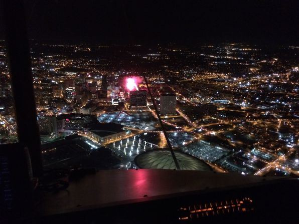 At about 2,000 feet, the blimp offered a spectacular view of Atlanta's Georgia Dome on New Year's Eve. 