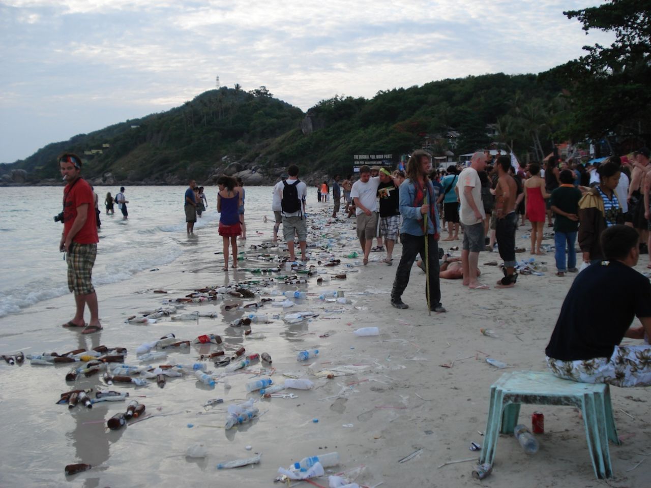 Tourism hangover: Koh Pha Ngan beach after full moon party.