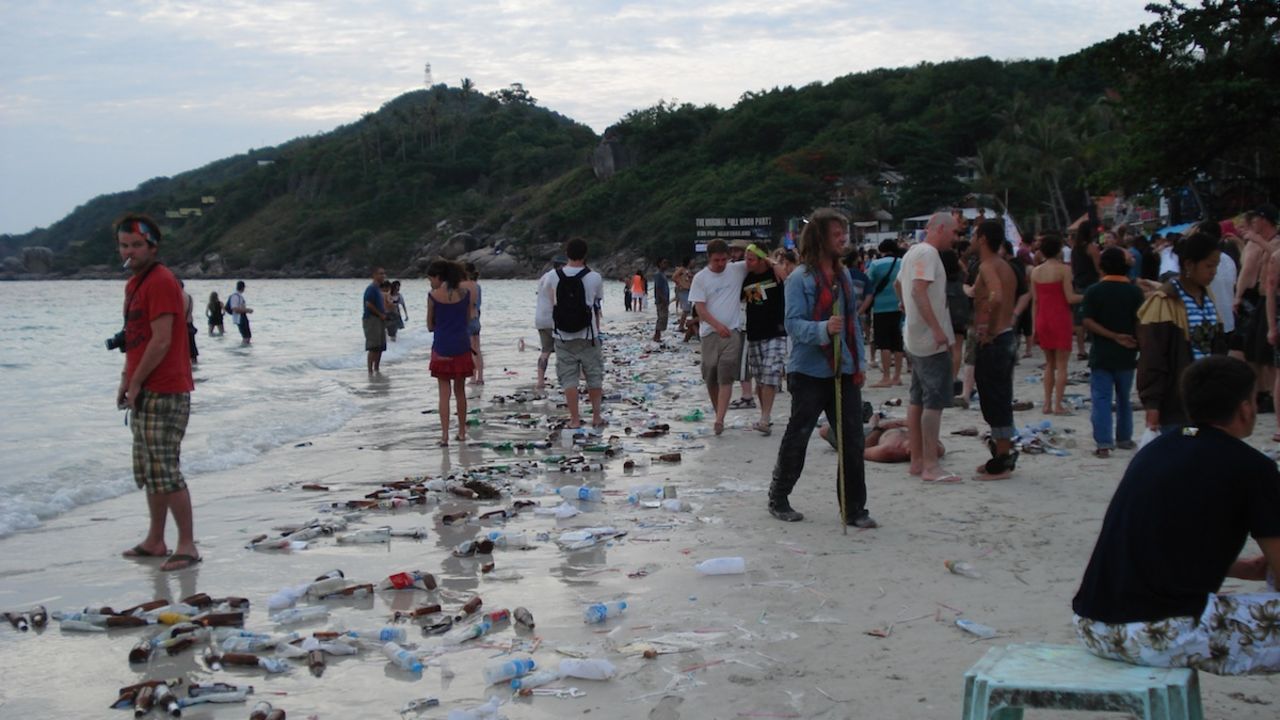 Tourism hangover: Koh Pha Ngan beach after full moon party.