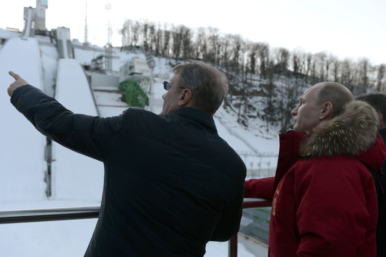 Putin is shown facilities at Sochi ahead of the Winter Games which start next month at the Black Sea resort. 