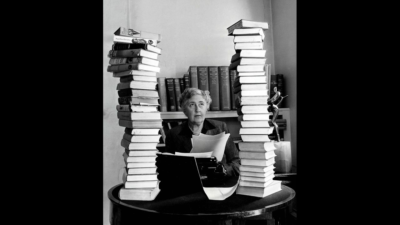 Mystery author Agatha Christie works at her home in this undated photo.