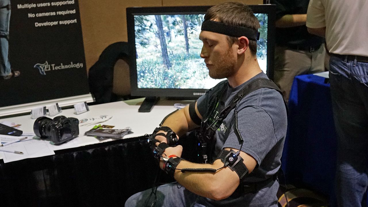 The PrioVR suit tracks your body movements using an array of strapped-on sensors. It can be used for games or more serious uses, like military training. 