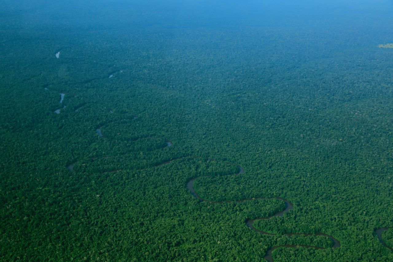 Flying over the Congo basin, world's second largest rainforest system.