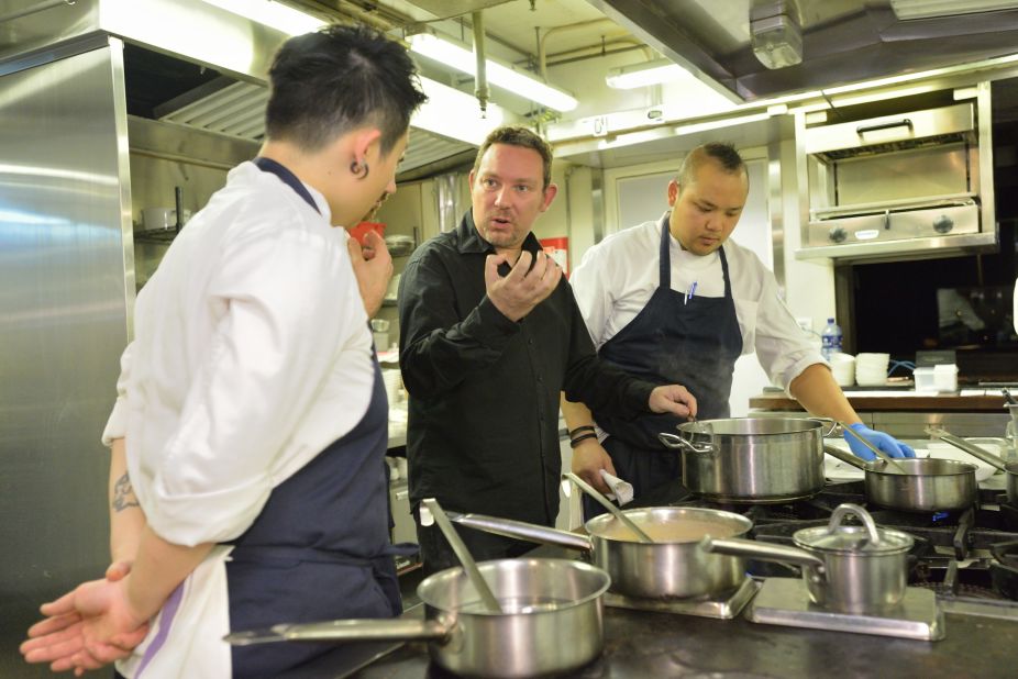 Albert Adria, center, prepares a special dinner as guest chef at <a href="http://www.catalunya.hk/" target="_blank" target="_blank">Catalunya Hong Kong </a>on January 3. He was named one of the most influential people in the gastronomy world by Time Magazine last year. 