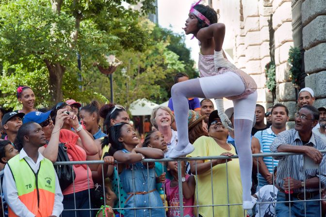 Enthusiastic onlookers lined the streets of central Cape Town to cheer performers and take part in the festivities.