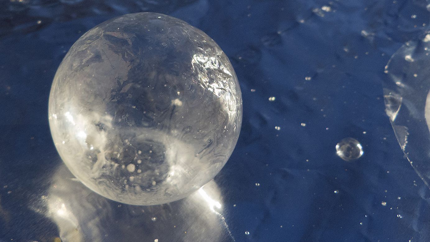 CNN iReporter Robert Livesay took this picture of frozen ice bubble he blew in Grove, Oklahoma, on Monday, January 6. "If you have too much wind, the bubbles will blow away," he said.