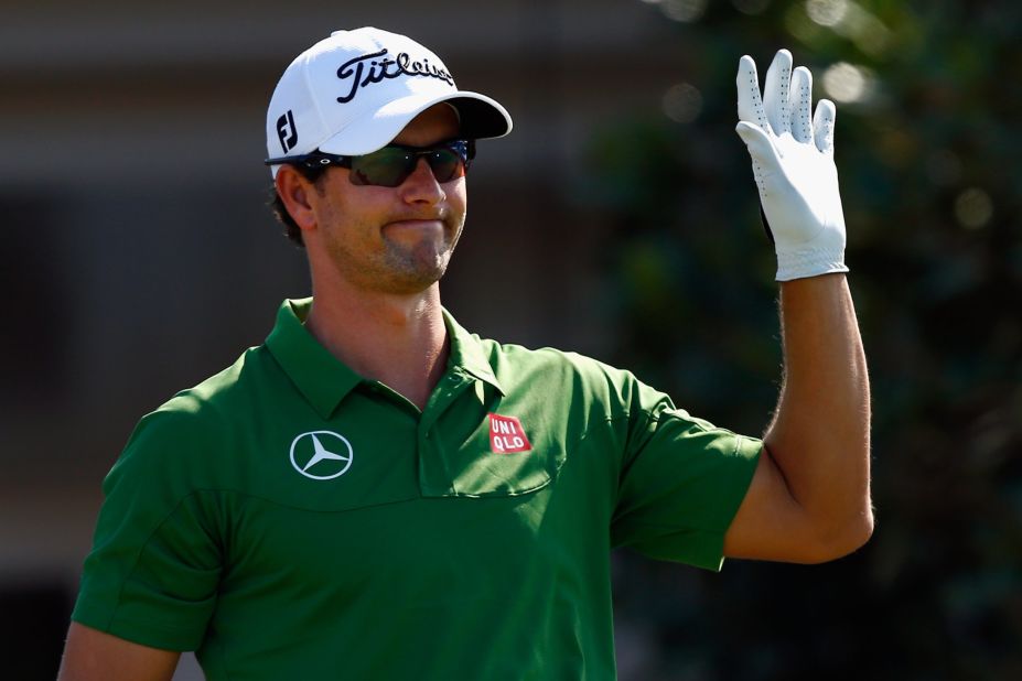 Adam Scott acknowledges the galleries at the Tournament of Champions in Hawaii, which kicked off 2014 on the PGA Tour.