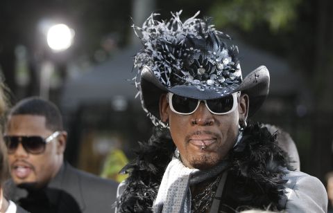 Rodman arrives at the Basketball Hall of Fame for his enshrinement in 2011.