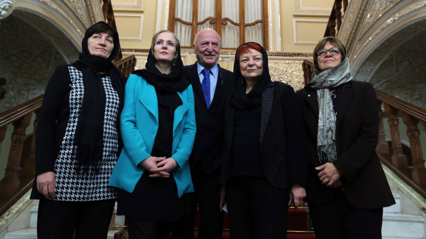 Members of a visiting European parliament delegation at the parliament in Tehran on December 16, 2013.