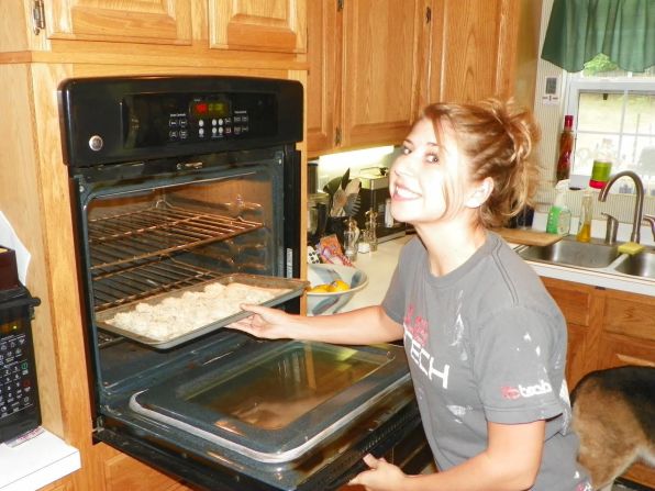 "One of the most important things I can think of to get one's children to eat right is to cook at home," said Donna Gerepka of Timberlake, North Carolina, who said she almost always cooked at home when her two girls were growing up, including 22-year-old Sherri, pictured here. "Both are healthy, normal-weight adults now who cook for themselves and know what are wise choices when dining out."