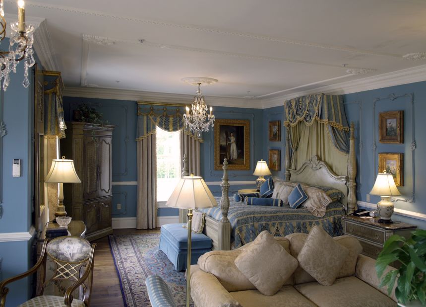 Each of the 20 guest rooms captures a different period or theme. The Renaissance room is pictured here. 