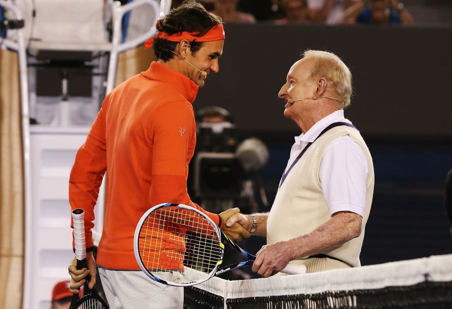 Two legends of tennis came together in Melbourne ahead of the Australian Open getting underway next week. Roger Federer, a 17-time grand slam winner, and the great Rod Laver delighted the crowd at the Rod Laver Arena by exchanging a couple of rallies ahead of a charity match.