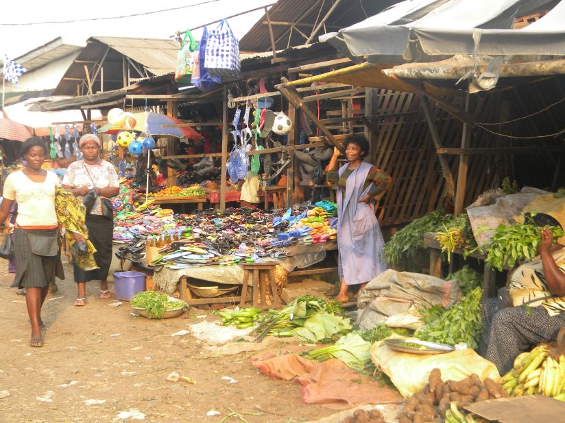 A colorful market in Limbe, a lively town on the Atlantic coast.