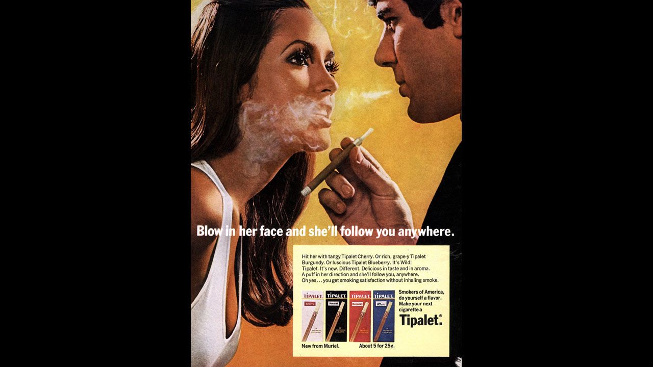 An ad for Tipalet cigarettes claims its smoke can make men more attractive to women.