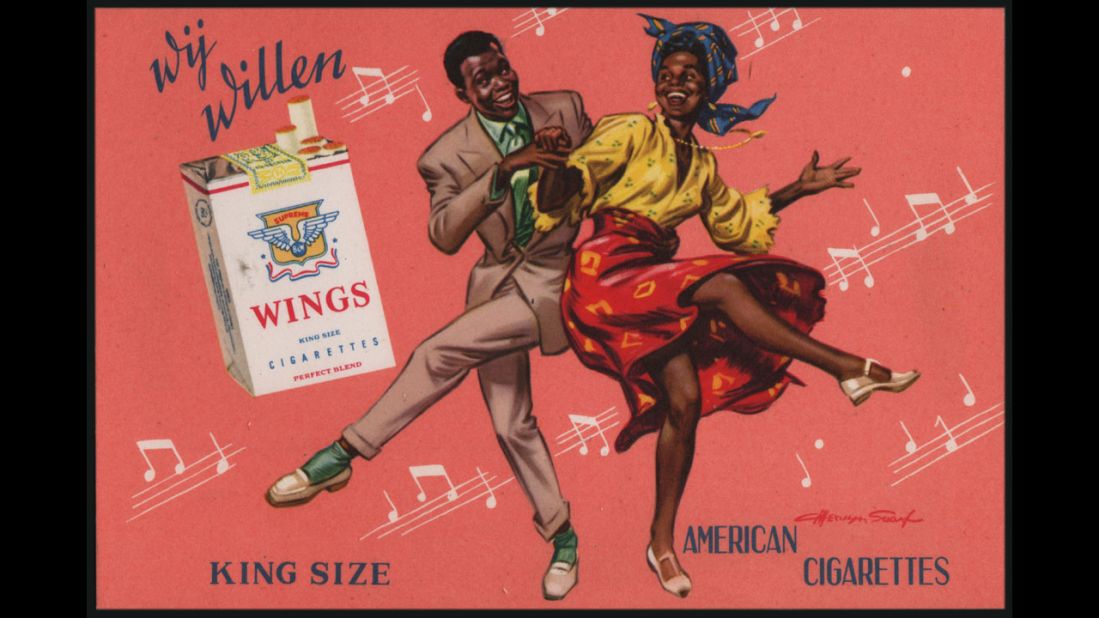 This postcard, printed in Paris around 1950, promotes Wings cigarettes.