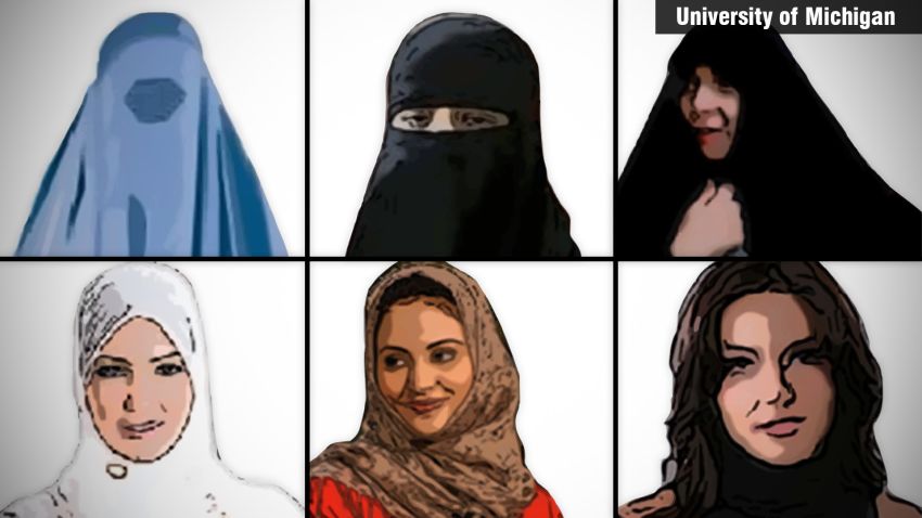  Researchers from University of Michigan showed people pictures of women with six different types of head covering and asked them which was the most appropriate way for women to dress in public.